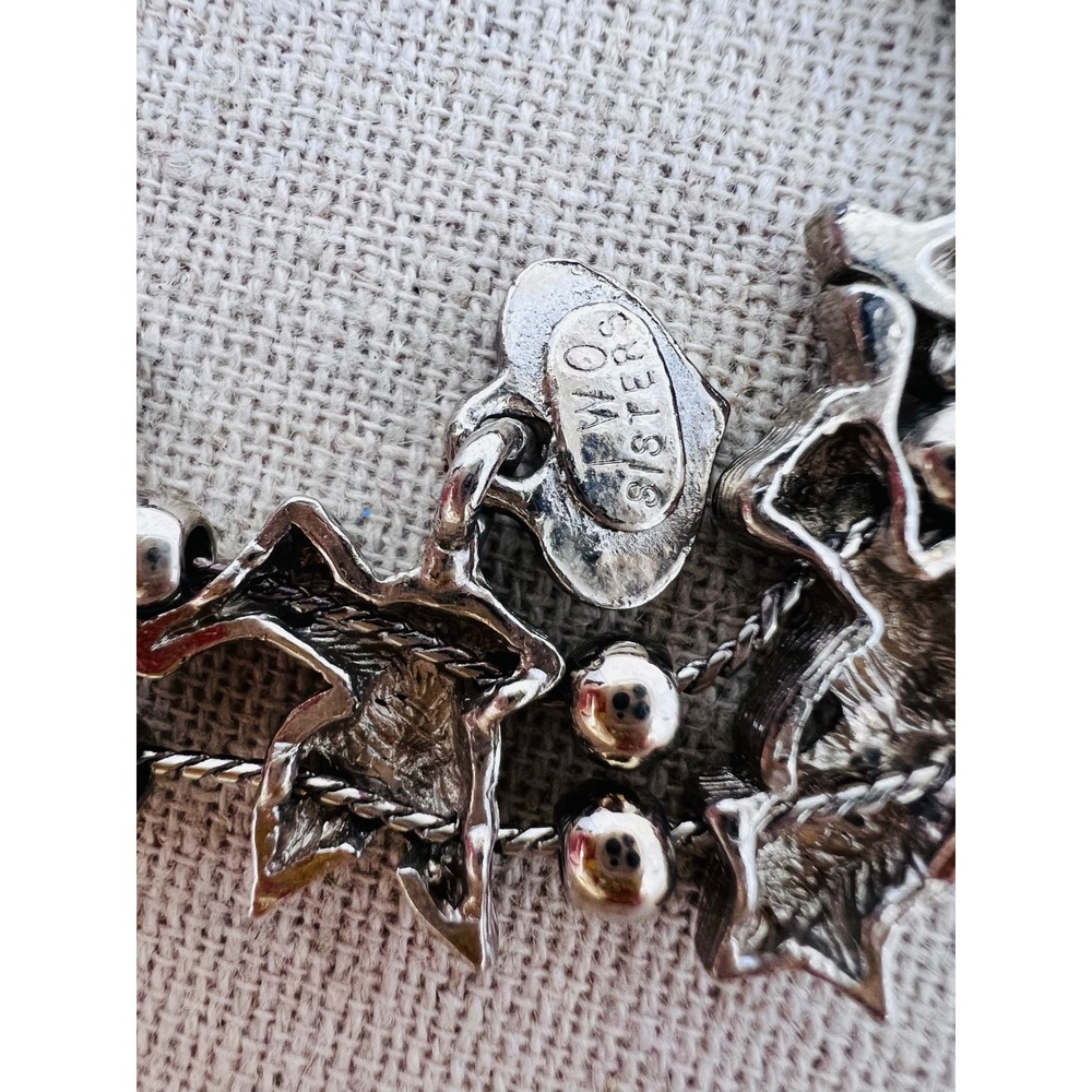Vintage Silver Tone Days of the Week Cherub Angel Celestial Heart Charm Bracelet - Picture 9 of 11